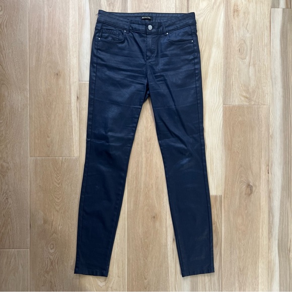Mossimo Dutti Skinny Fit Leather Like Jeans Dark Blue Navy Size 6 - Picture 1 of 11